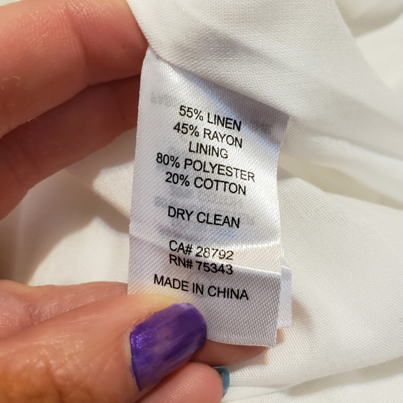 Christian Lacroix White Linen Midi Dress With Brown Waves Print, Size S - Picture 8 of 8